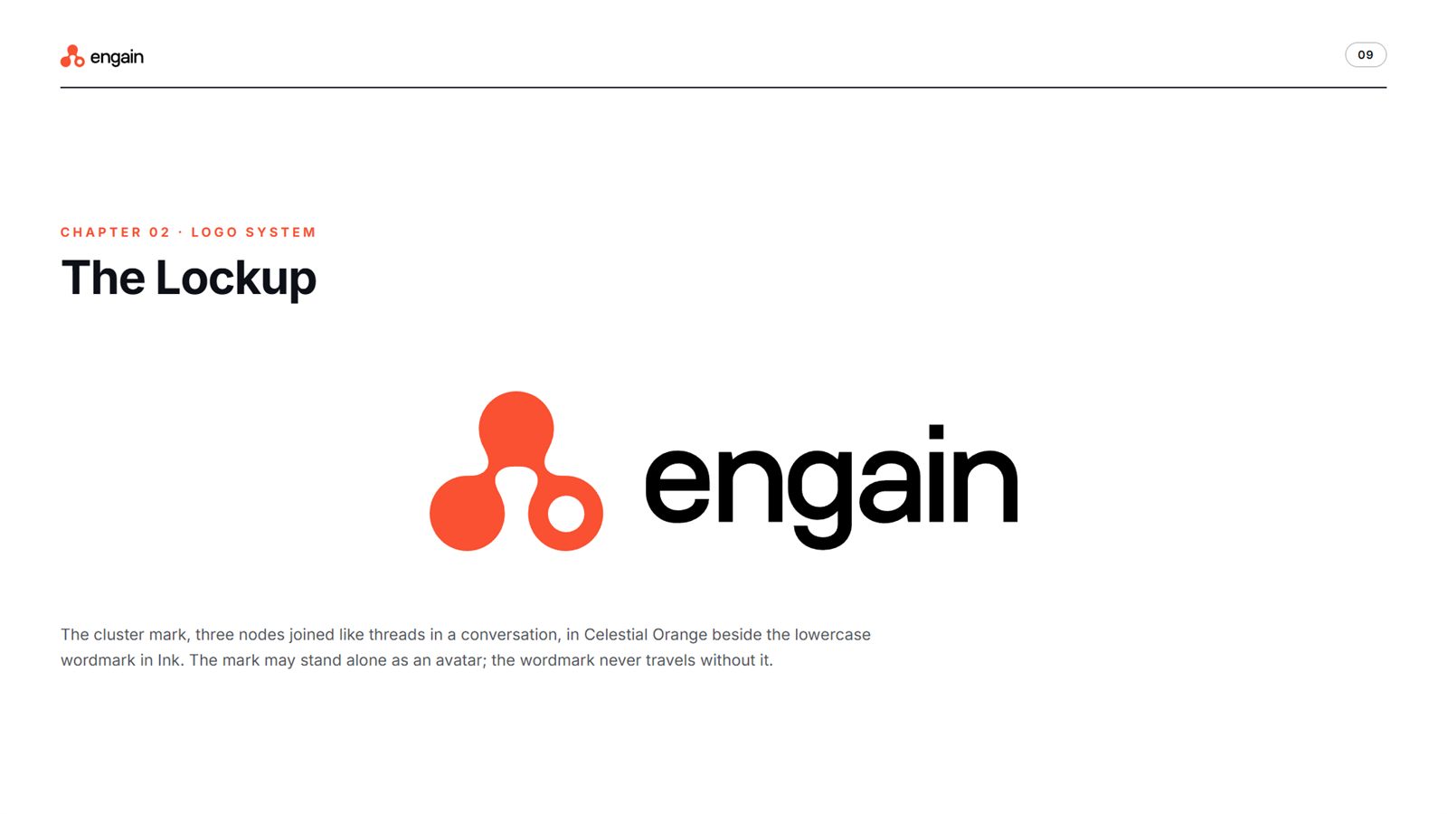 Engain brand book, page 9, Logo System: the lockup