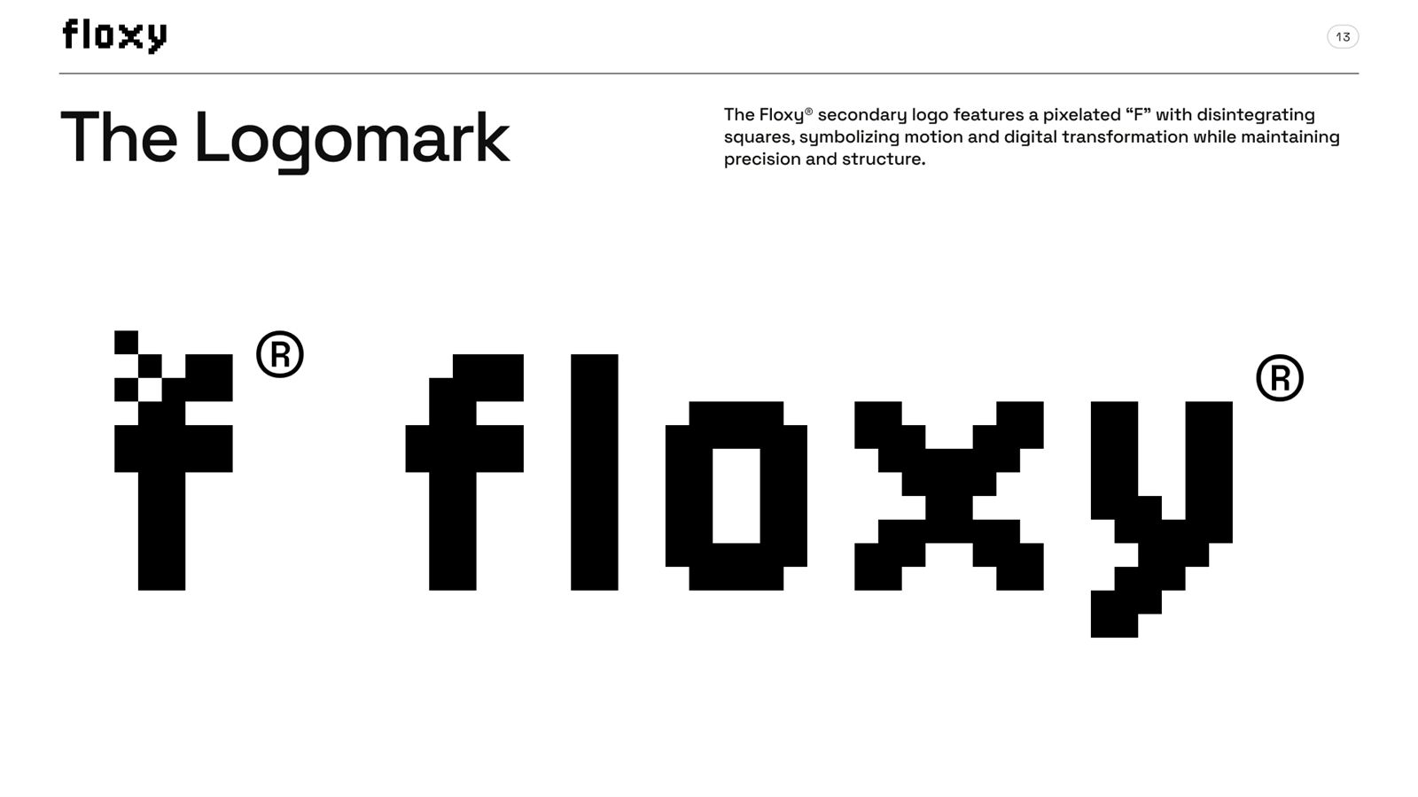 Floxy brand book, page 13, Logo: the logomark