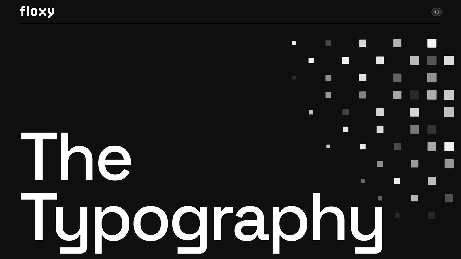 Floxy brand book, page 16: Typography chapter divider