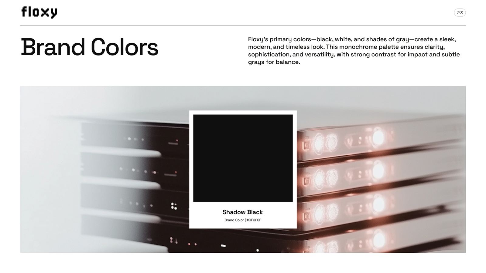 Floxy brand book, page 23, Color: brand colors