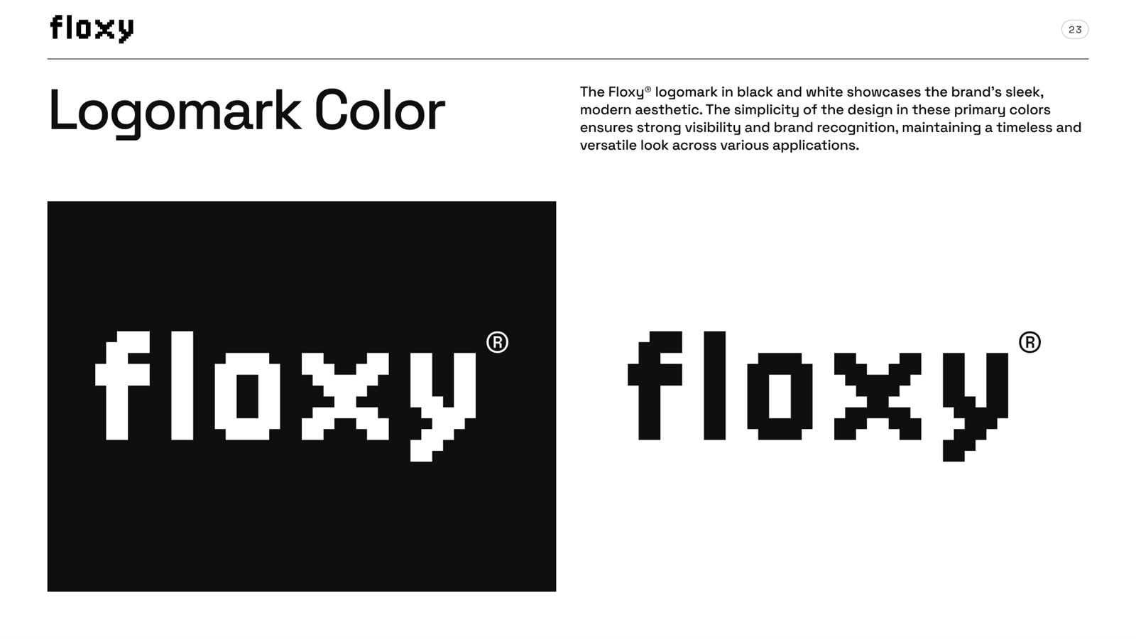 Floxy brand book, page 25, Color: logomark color