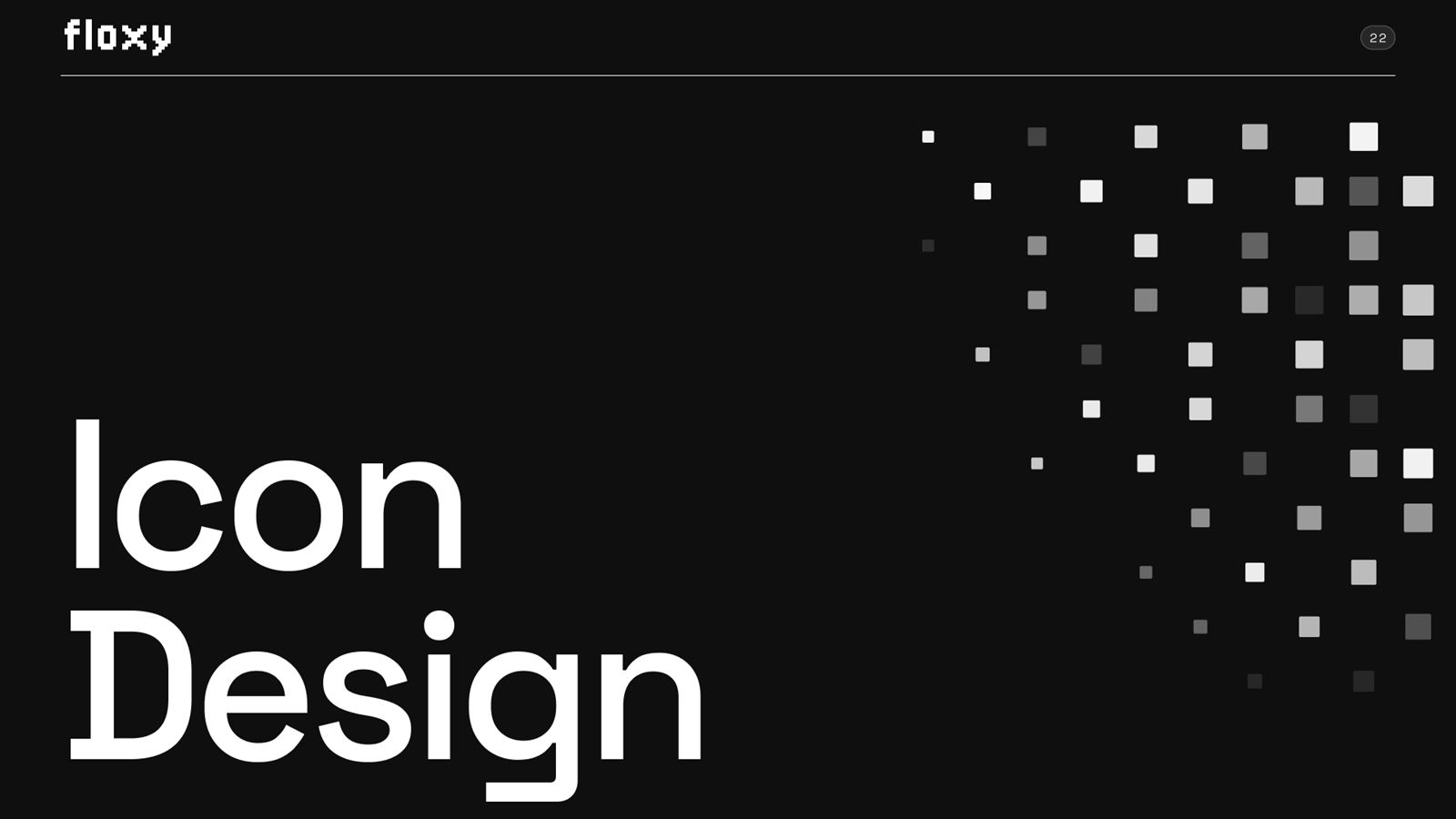 Floxy brand book, page 29: Icon Design divider