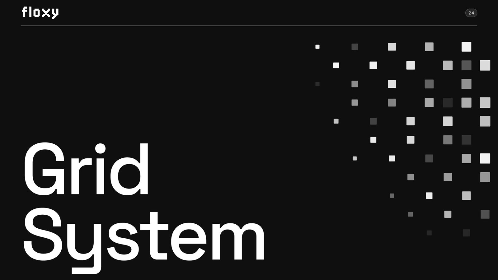 Floxy brand book, page 32: Grid System divider