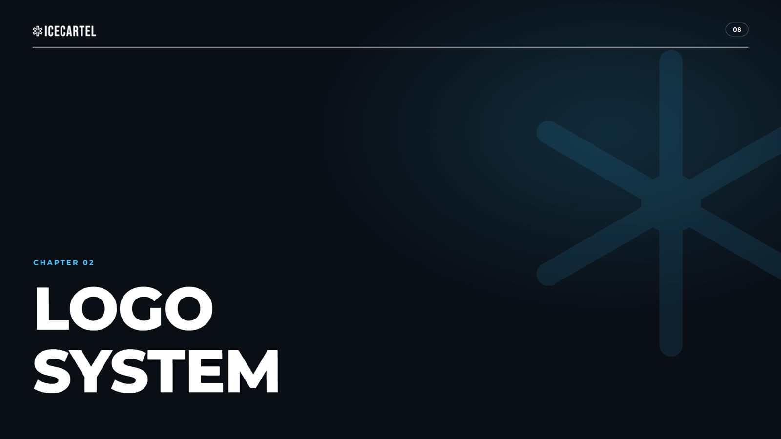 Icecartel brand book, page 8: Logo System chapter divider