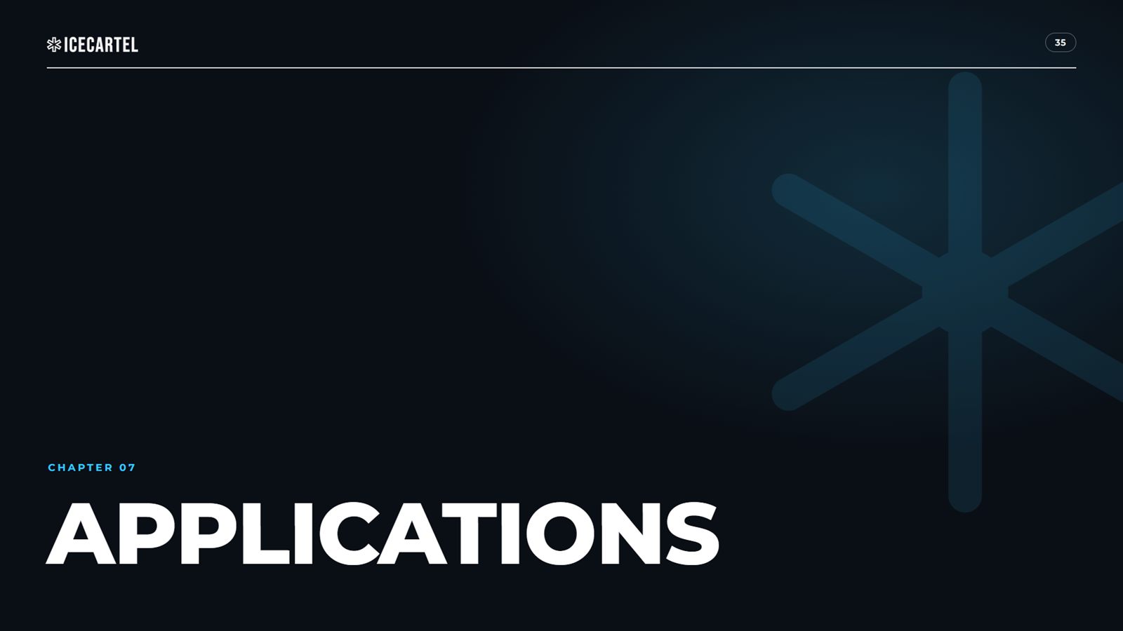 Icecartel brand book, page 35: Applications chapter divider