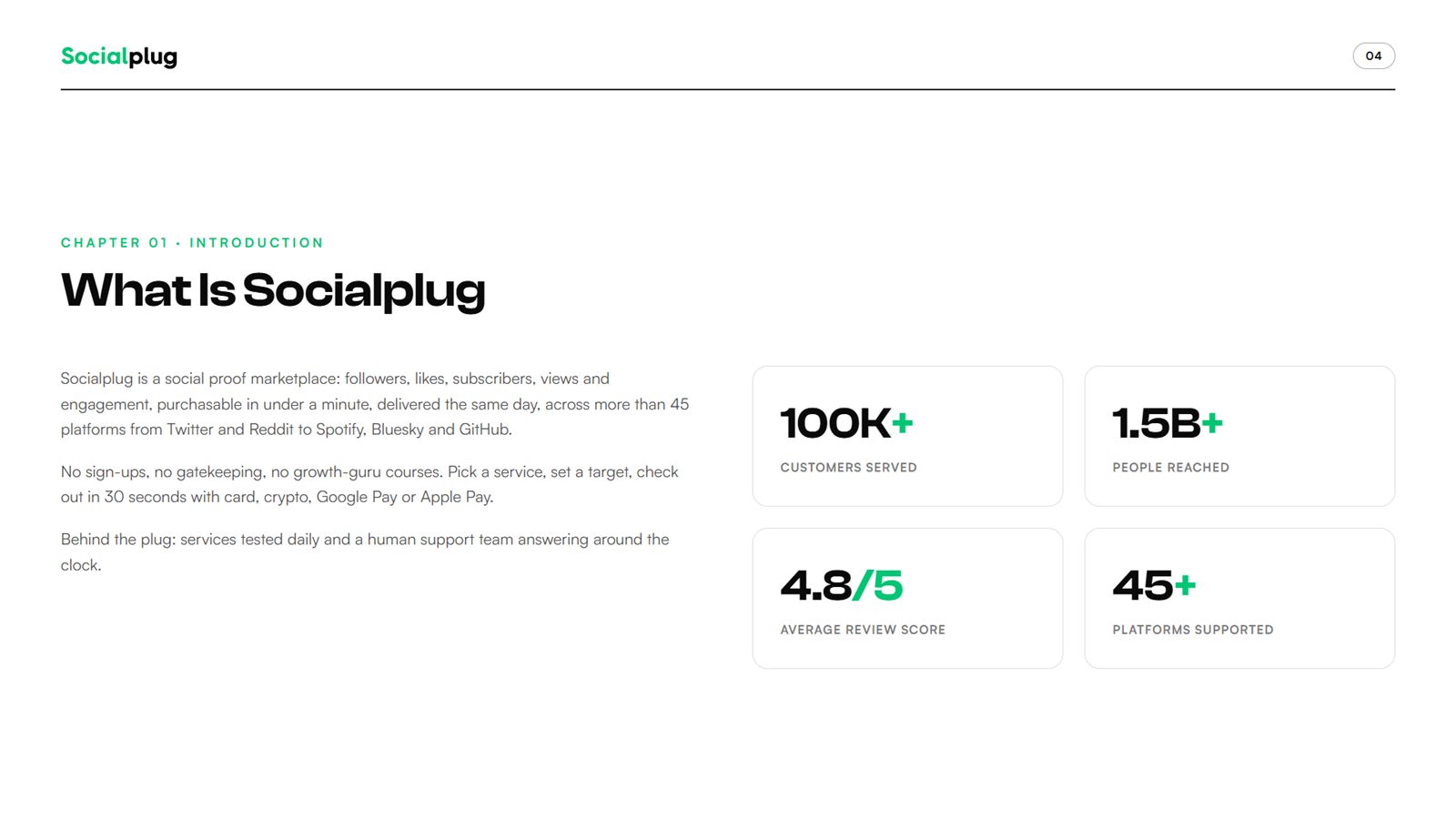Socialplug brand book, page 4, Introduction: What is Socialplug