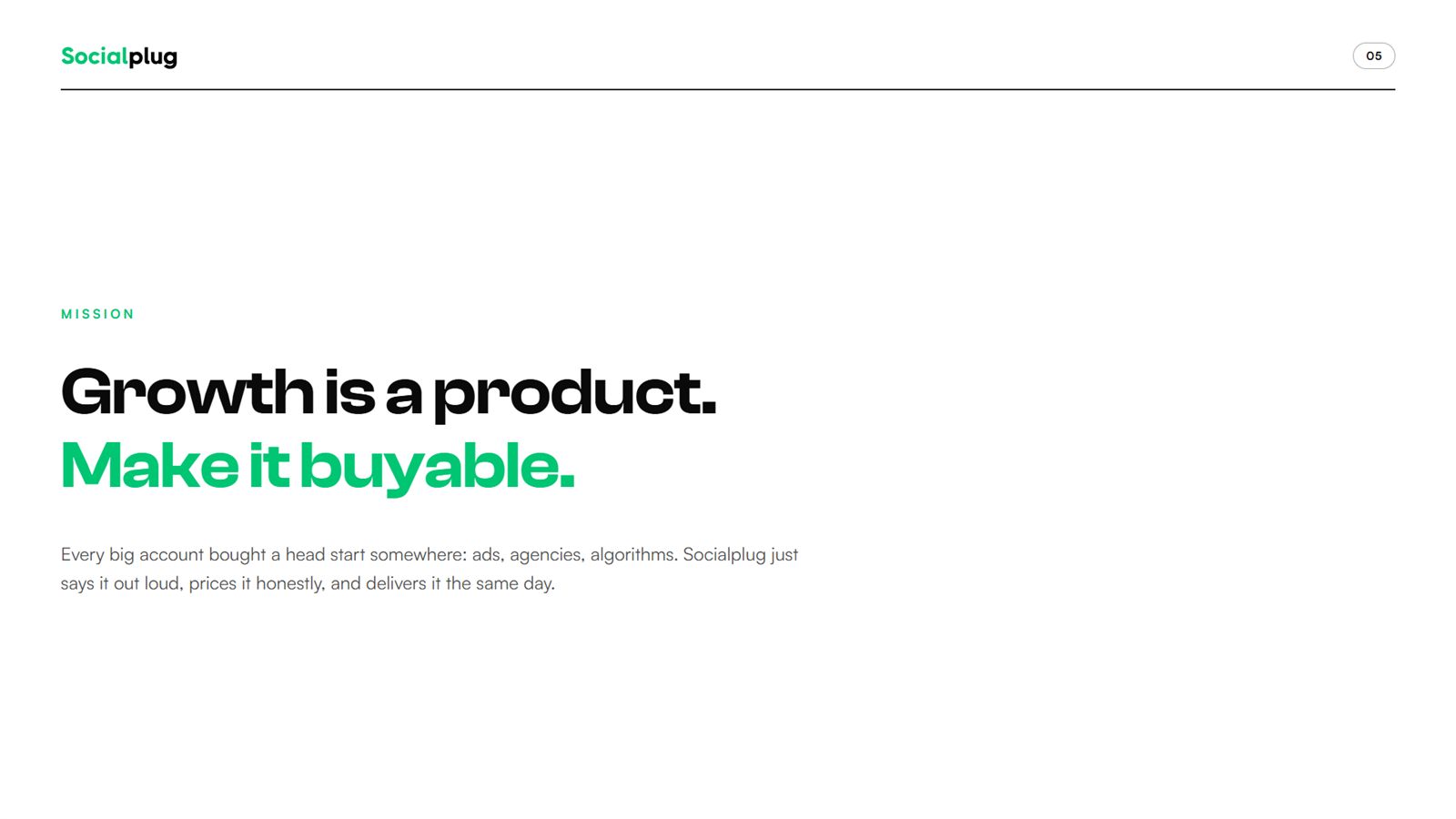 Socialplug brand book, page 5, Introduction: mission