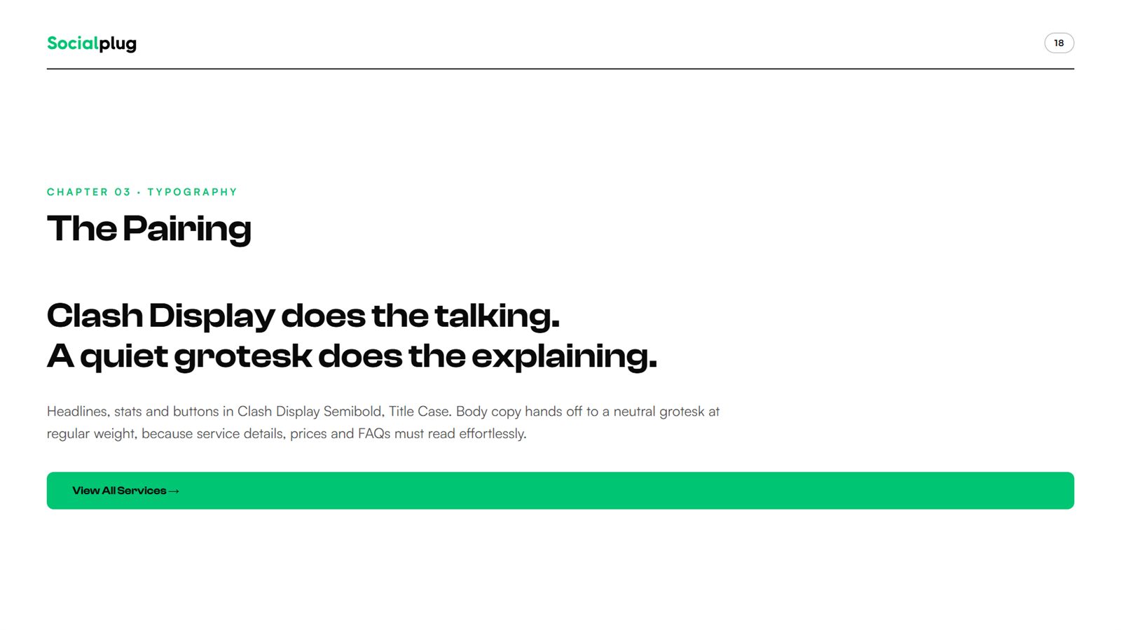 Socialplug brand book, page 18, Typography: the type pairing