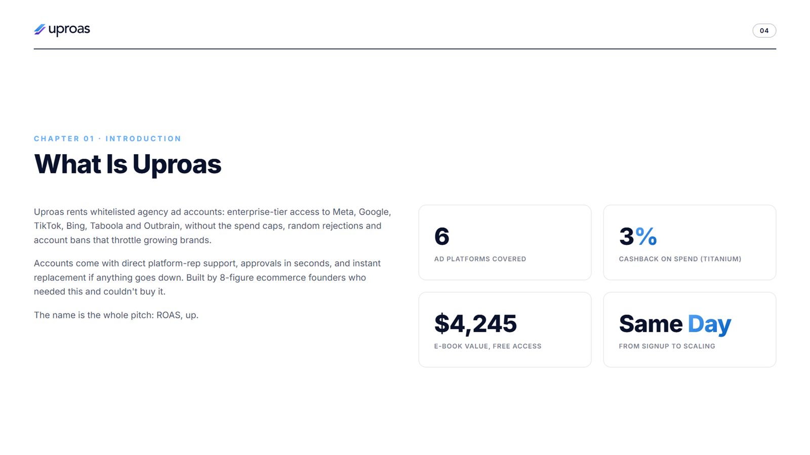 Uproas brand book, page 4, Introduction: What is Uproas
